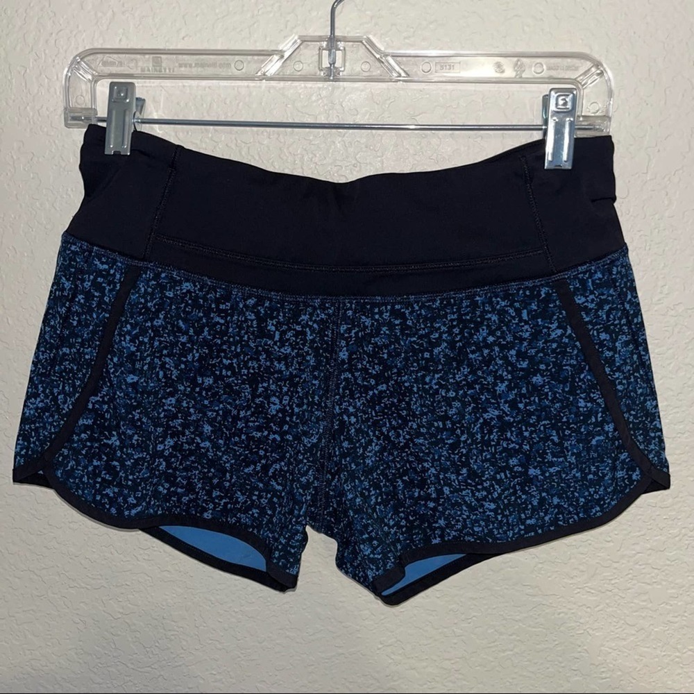 Lululemon Run Times Short Bubbles Pipe Dream Blue Black / Black Size 4